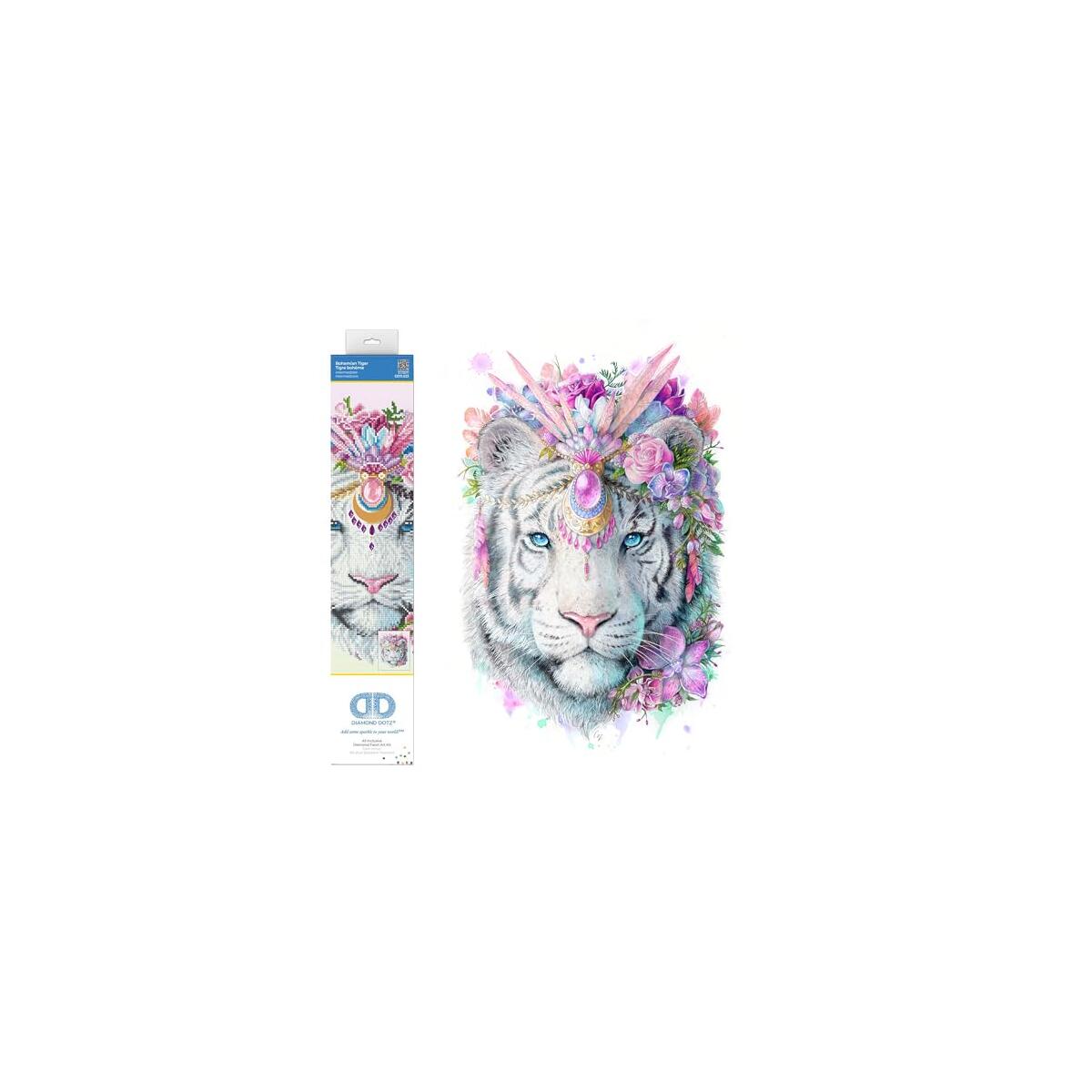 DIAMOND DOTZ Bohemian Tiger Diamond Painting Kits for Adults - Diamond Art Kits a Relaxing Creative Craft Kit with Dotz Gems 20.1x16.1