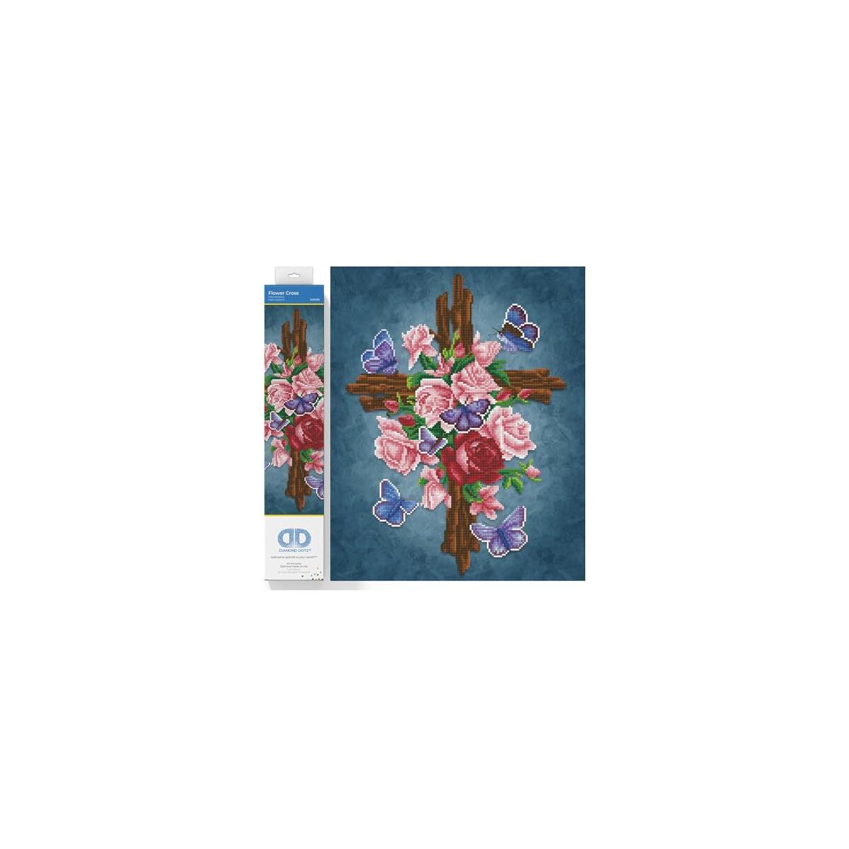 DIAMOND DOTZ Flower Cross Diamond Painting Kits for Adults - Diamond Art Kits a Relaxing Creative Craft Kit with Dotz Gems 16x20