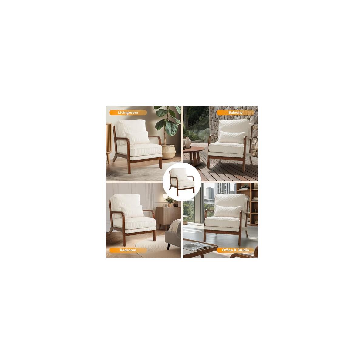 Mid Century Modern Accent Chair With Wood Frame Coupon - RebateKey