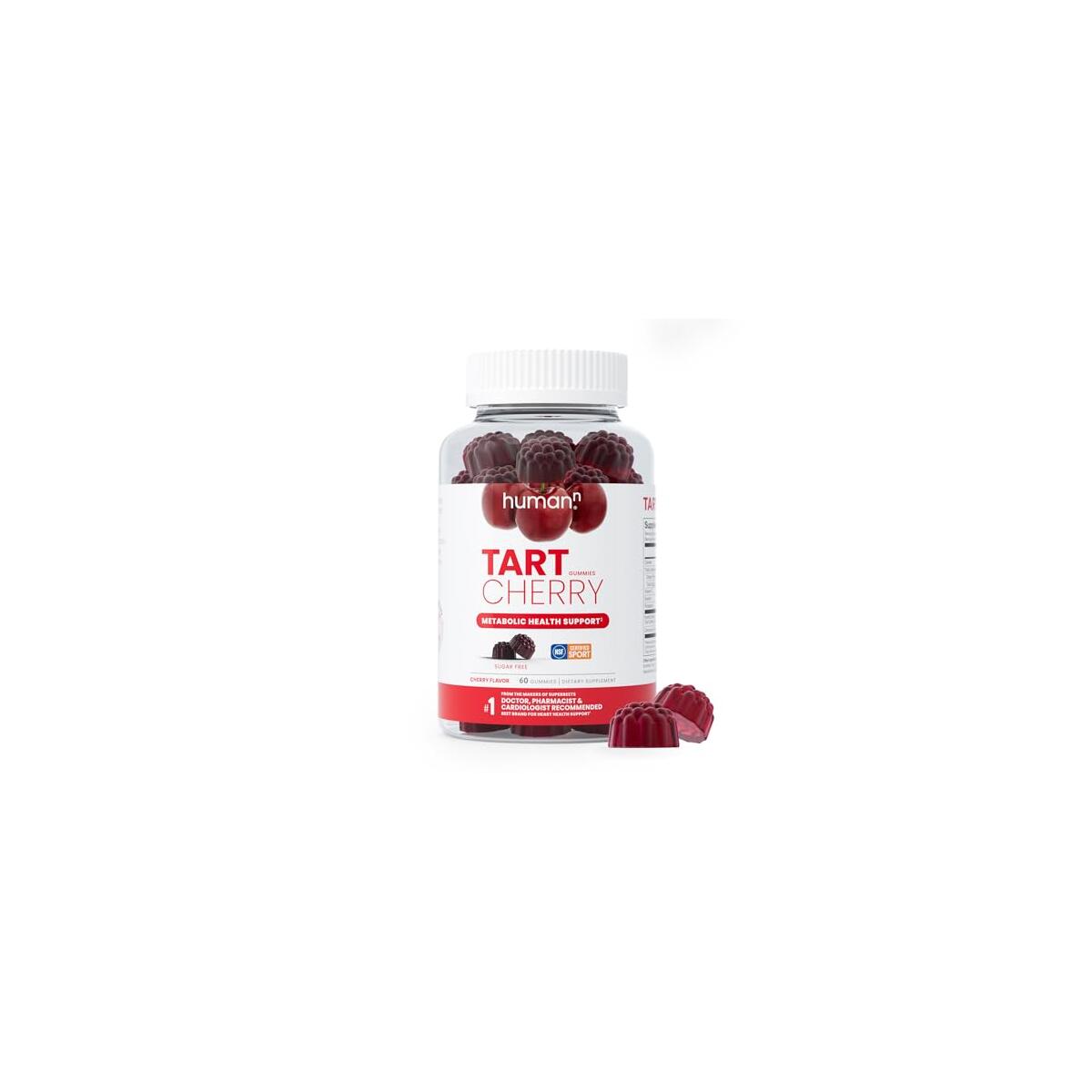 Humann Tart Cherry Gummies - Uric Acid, Immunity, Inflammation & Metabolic Health Support &ndash; NSF Certified Sport, Powerful Antioxidant & Non-GMO - from Maker of SuperBeets - 60 Sugar-Free Vegan Gummy