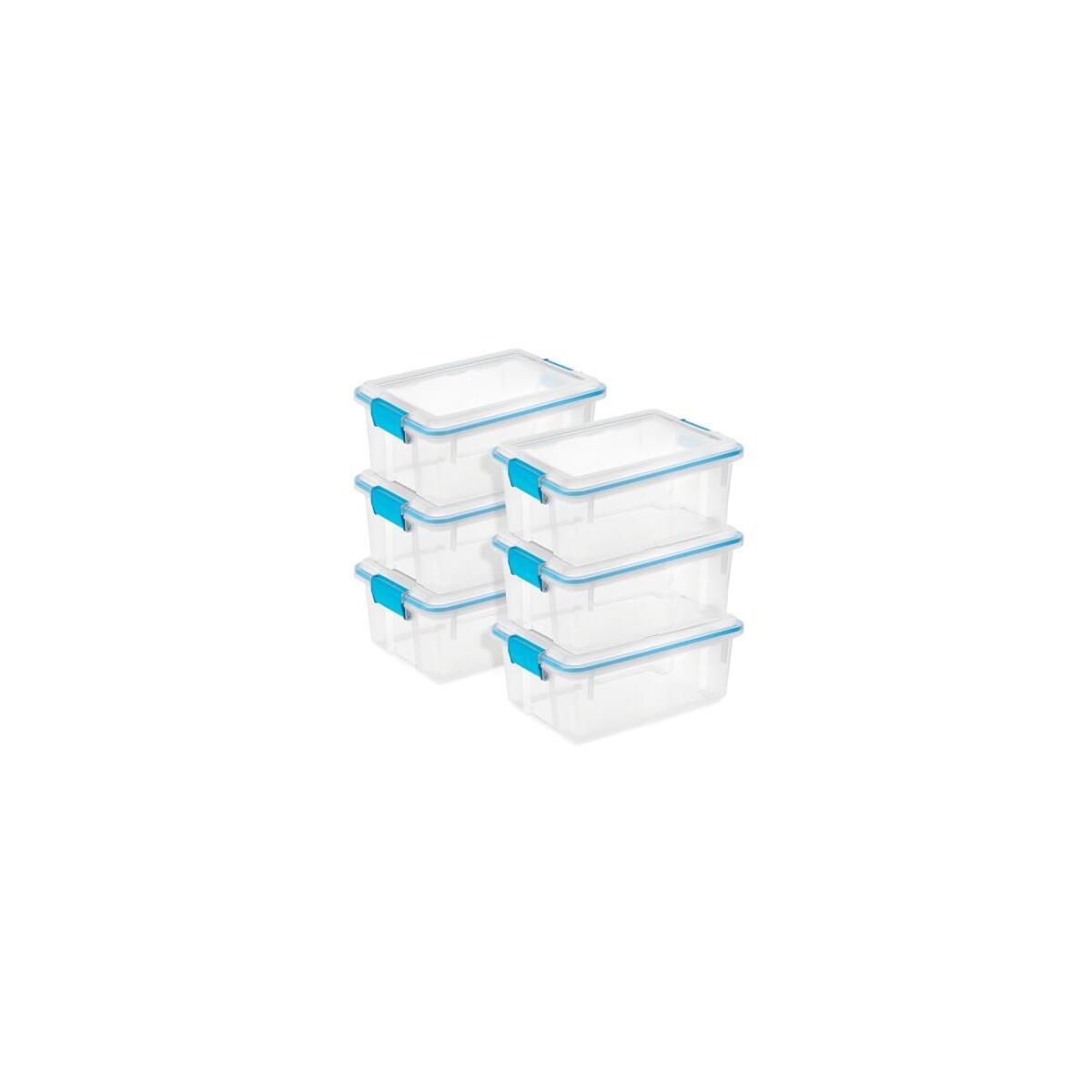 Sterilite 6-Pack Gasket Box, Weather-Resistant Storage Bins with Latching Lids, 12 Quart - Heavy-Duty Organizing Containers for Closet, Bathroom, and Office