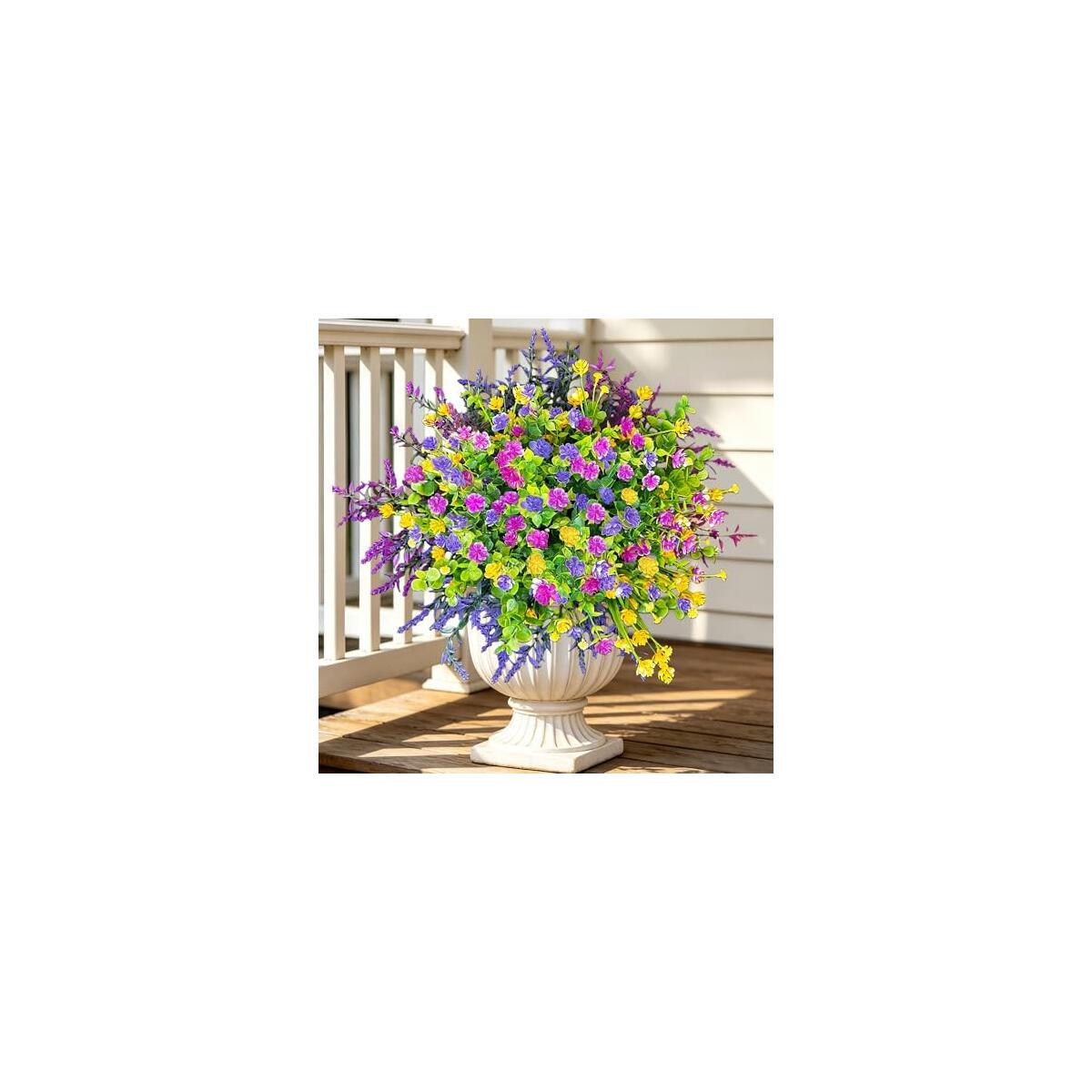 Artificial Flowers for Outdoors UV Resistant, 12 Bundles Realistic Daisy Faux Flowers with Bendable Stems for Planter Porch Garden Wedding Decor, Fade-Proof Multi-Color 35cm
