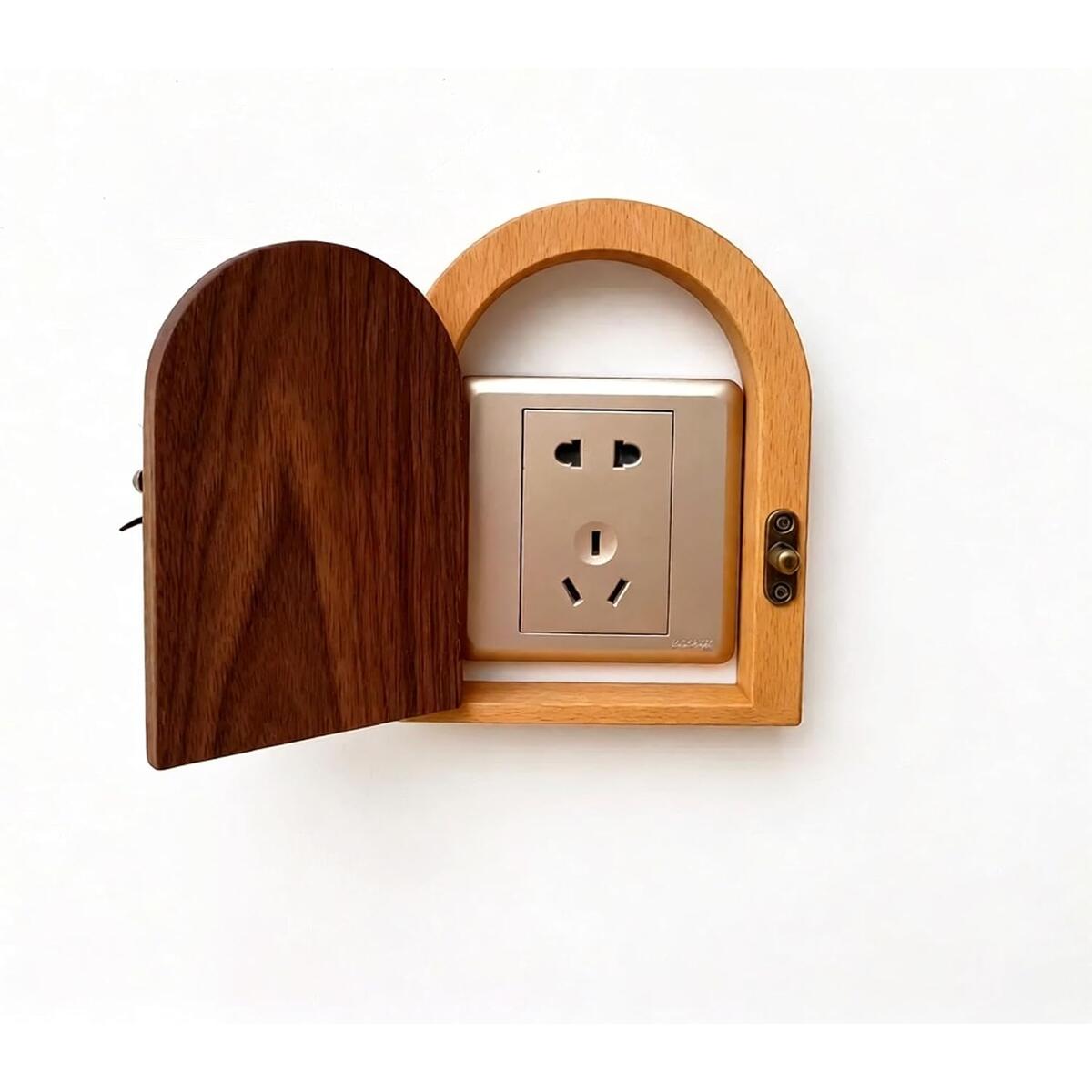 Wooden Arch Switch Plate Cover with Hinged Small Door