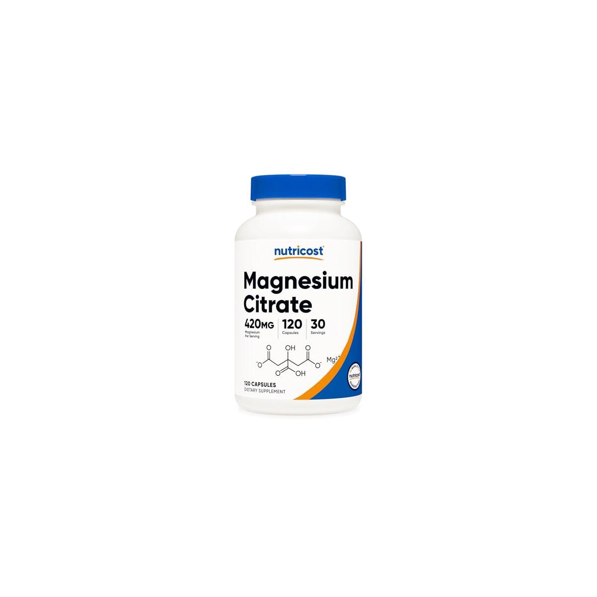Nutricost Magnesium Citrate 420mg, 120 Veggie Capsules - 30 Servings, Gluten Free, Non-GMO Supplement