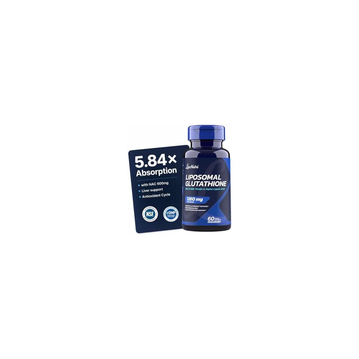 Liposomal Glutathione with NAC, Milk Thistle, Selenium & ALA | 5.84x Absorption, Glutathione Production, Antioxidant Cycle, Liver Detox, Radiant Skin, Daily Energy