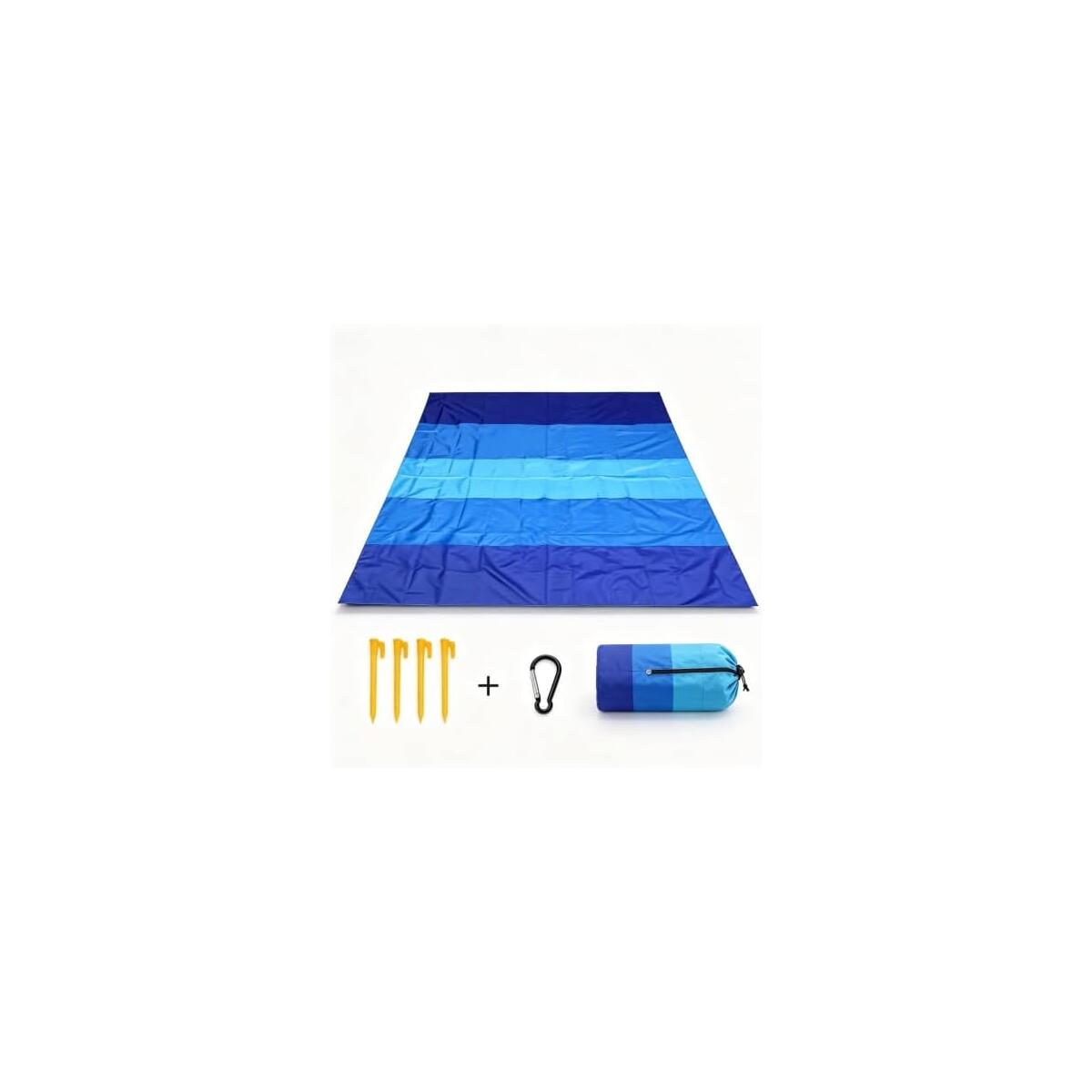 Oversized Sand Proof Waterproof Beach Blanket 108 x 79 inches | Fits 4-8 Adults, 4 Stakes & Carabiner, Quick Dry Fabric, Compact Storage Pouch, Picnic & Camping Use