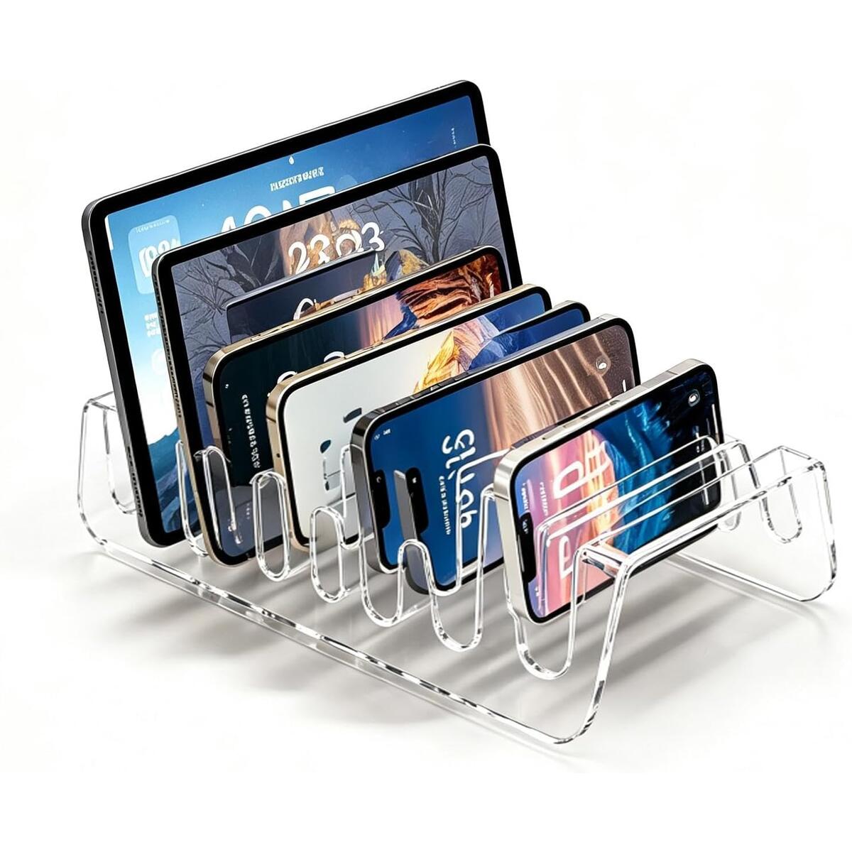8-Slot Clear Acrylic Multiple Device Holder Stand
