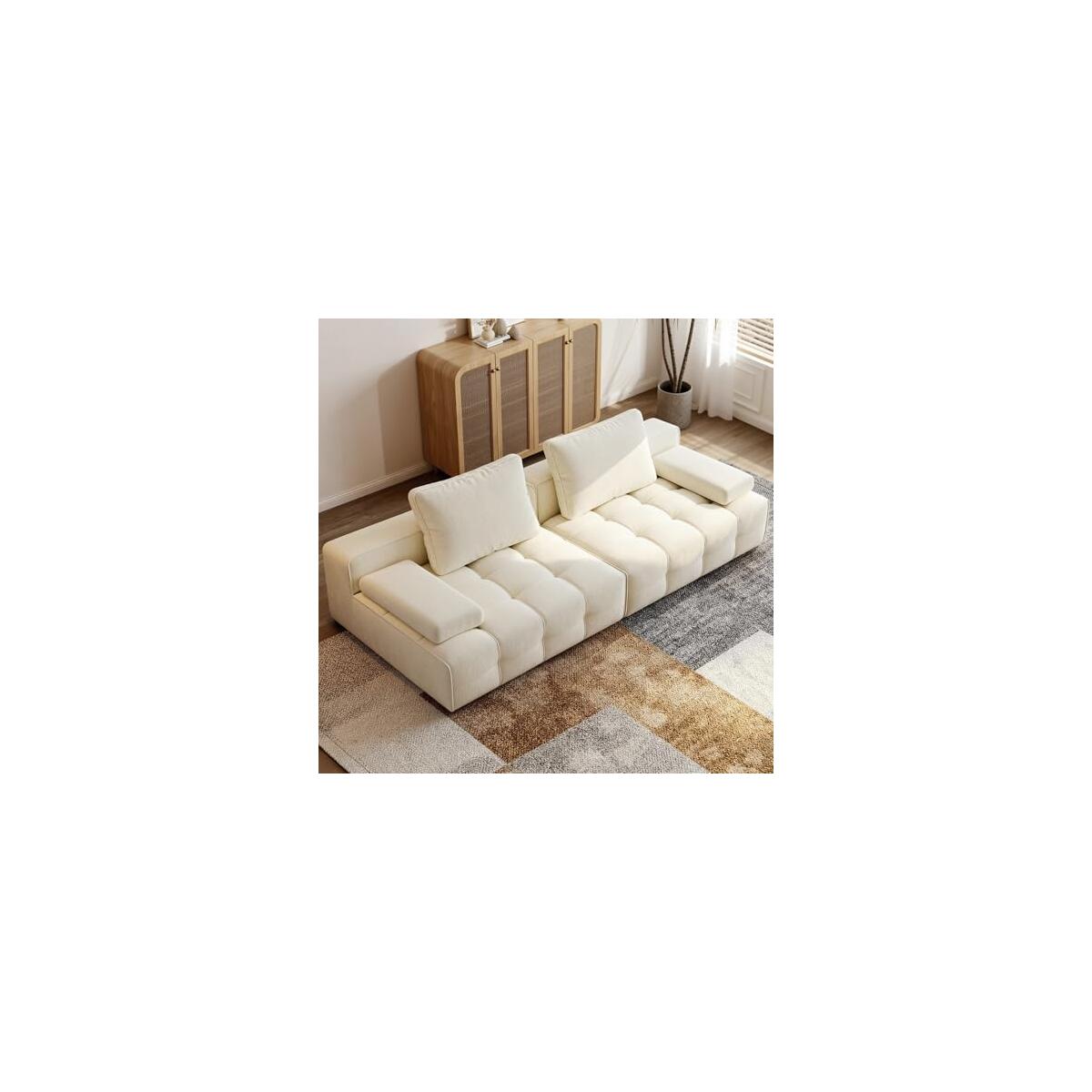 79" Modular Cloud Couch Sectional &ndash; Boneless 2-Seater Sofa for Living Room Bedroom and Apartment, Ultra-Soft Chenille Fabric, No Assembly Required, Chenille, Beige（Coupon codes can be applied to all variations）