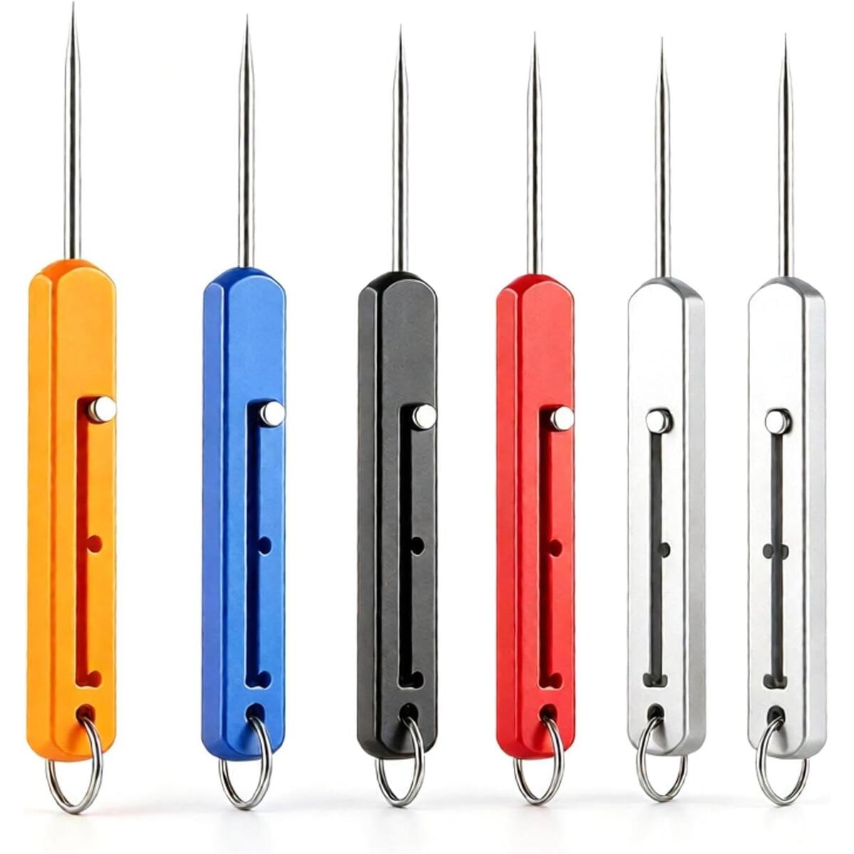 6PCS Retractable Metal Toothpick with Keyring