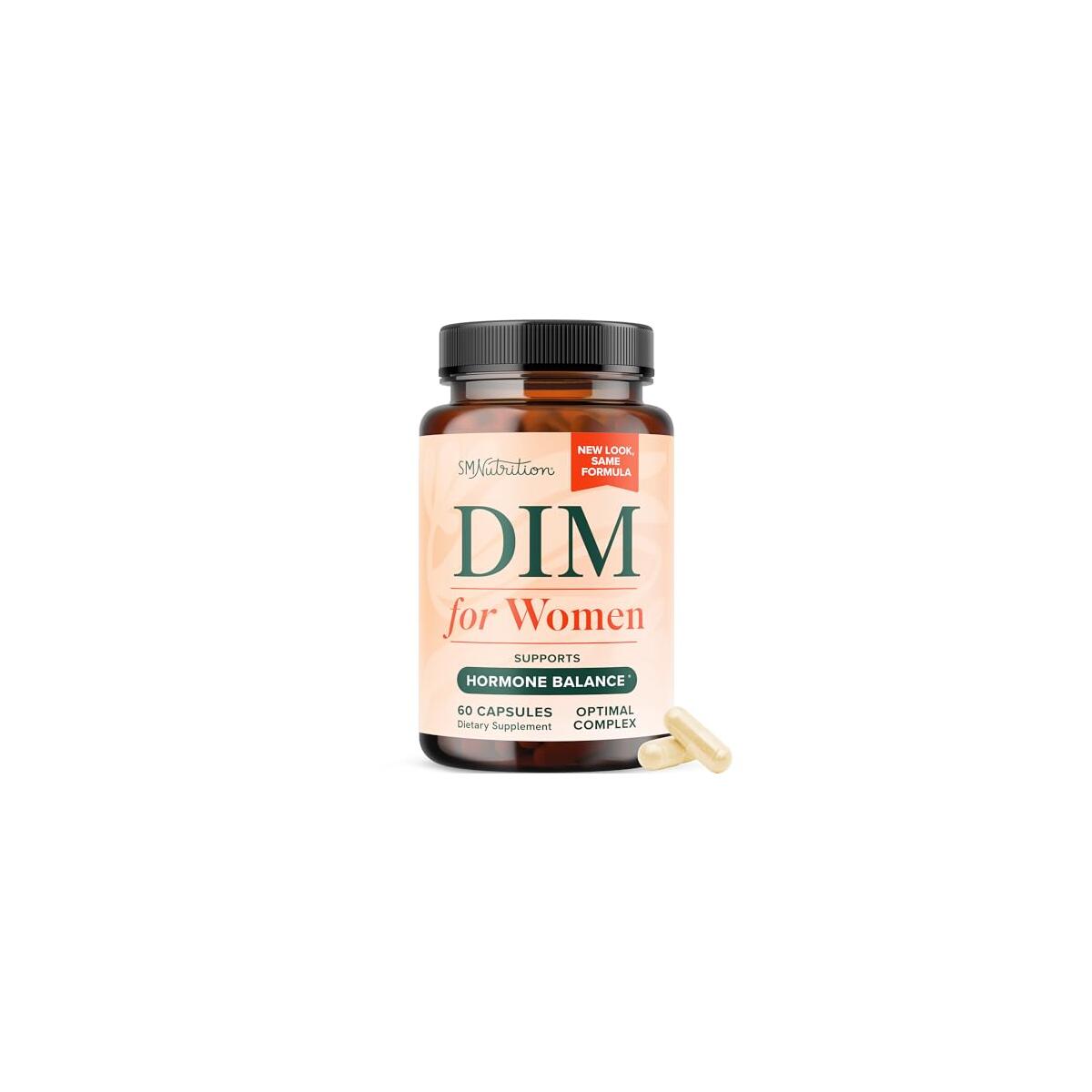 DIM Supplement for Women 250 mg | Estrogen & Hormone Balance | Menopause, Hot Flashes & Night Sweats Support | DIM Complex Estrogen Supplement for Women | with BioPerine | Gluten-Free | 60 Ct