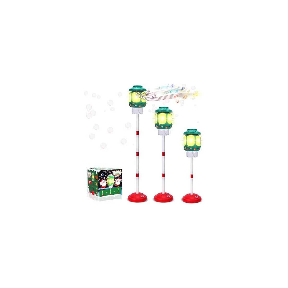 Tiki Torch Bubble Machine Maker Stand, Adjustable Height Magical Bubble Torch Garden Lamp Rechargeable Automatic Endless Bubble Fun for All (1PCS - Xmas)