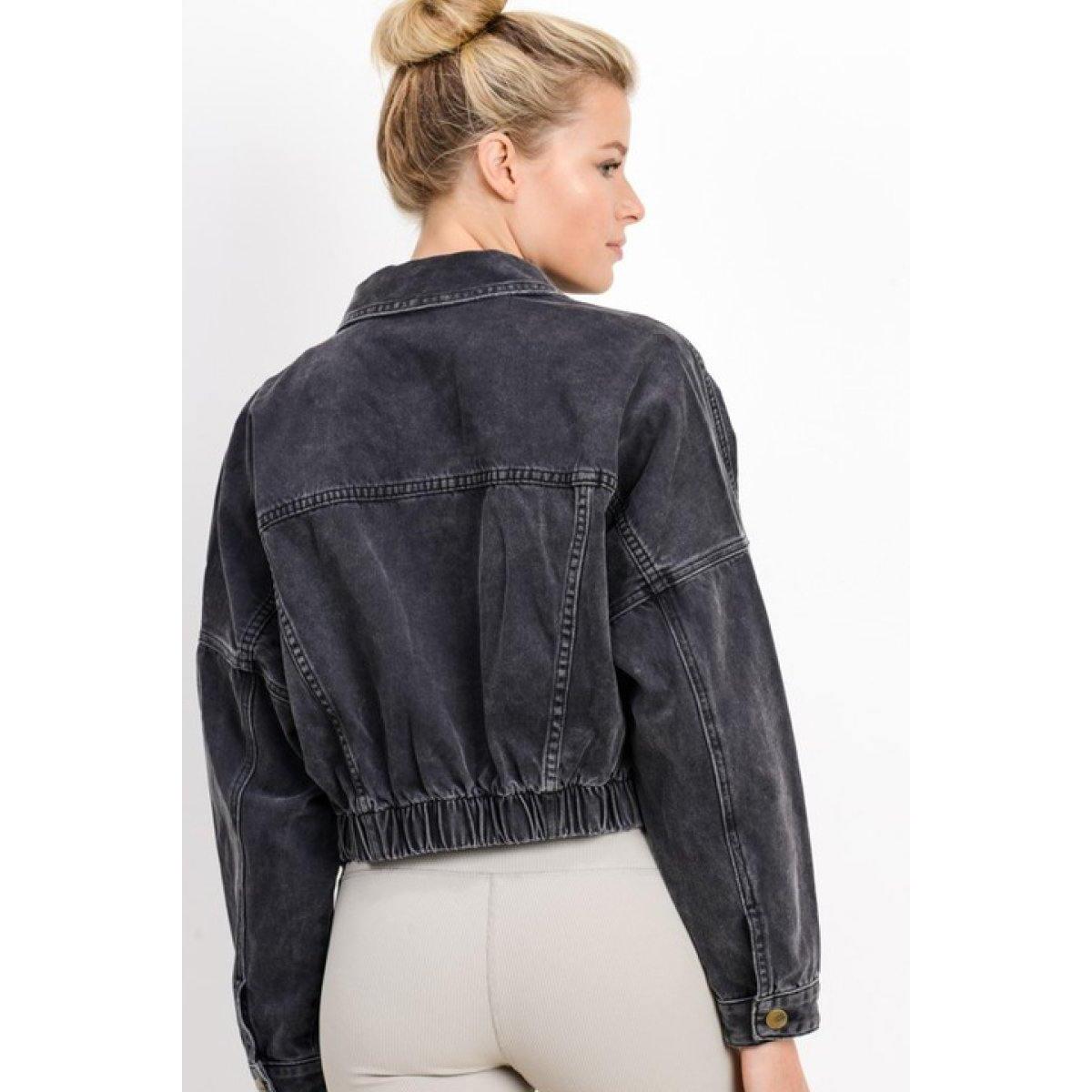 Ribbed Crop Denim Jacket Coupons - RebateKey