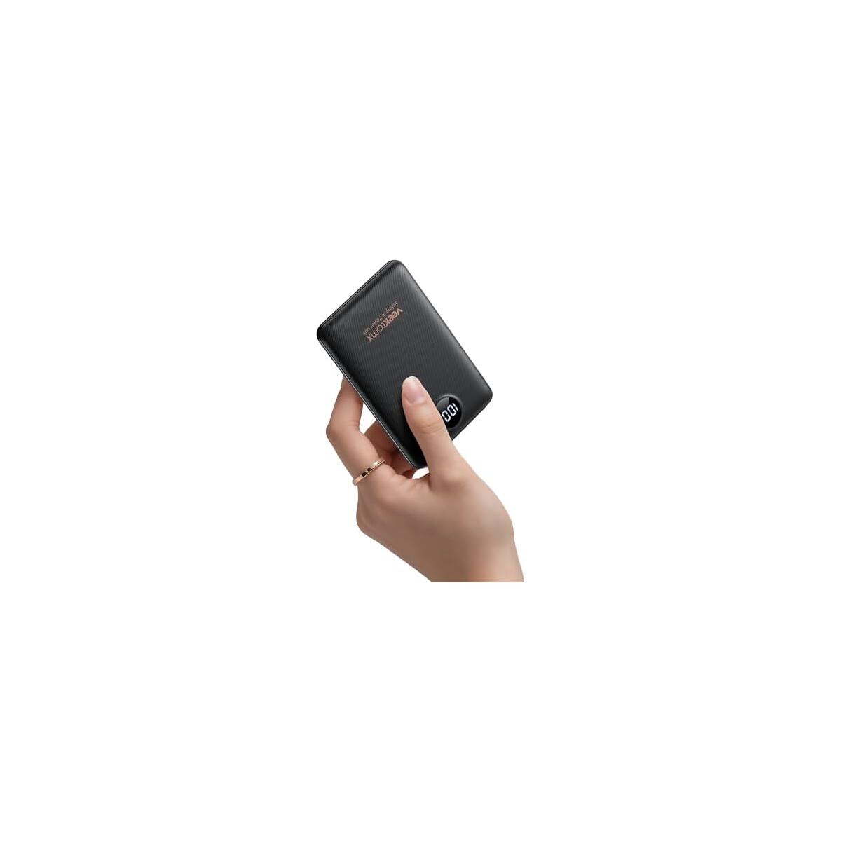 Portable Charger 10000mAh, Ultra Slim Power Bank Fast Charging (Black) | With Attached USB C Cable, Travel Essential Phone Power Bank Battery Pack for iPhone 17/16/15/14 Samsung/Google etc