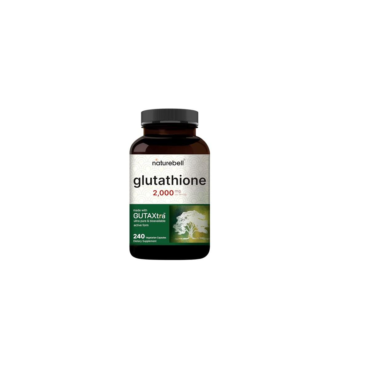 NatureBell Glutathione Supplement 2,000mg Per Serving, 240 Veggie Capsules | 98%+ Purity Verified, Bioavailable Reduced Glutathione Pills, Active Form, Master Antioxidant &ndash; Vegan Friendly & Non-GMO