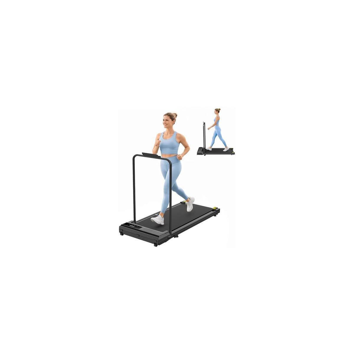STRIDEMAX Quiet Folding Treadmill with Manual Incline, 2.5HP Under Desk Walking Pad, Safety Handrails, Tablet Holder, Shock Absorption, Space-Saver for Home Office & Small Apartments - Joystride Pro