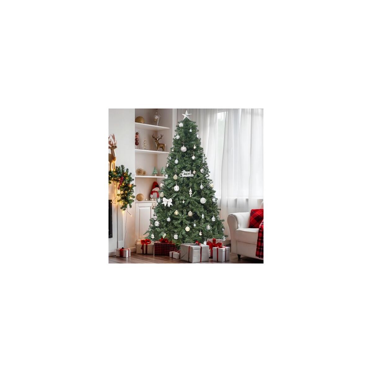 YITAHOME Green Spruce Artificial Christmas Tree, 6ft Artificial Pine Tree with 880 Branch Tips and Metal Hinges, and Foldable Base for Home, Office, and Party Decorations