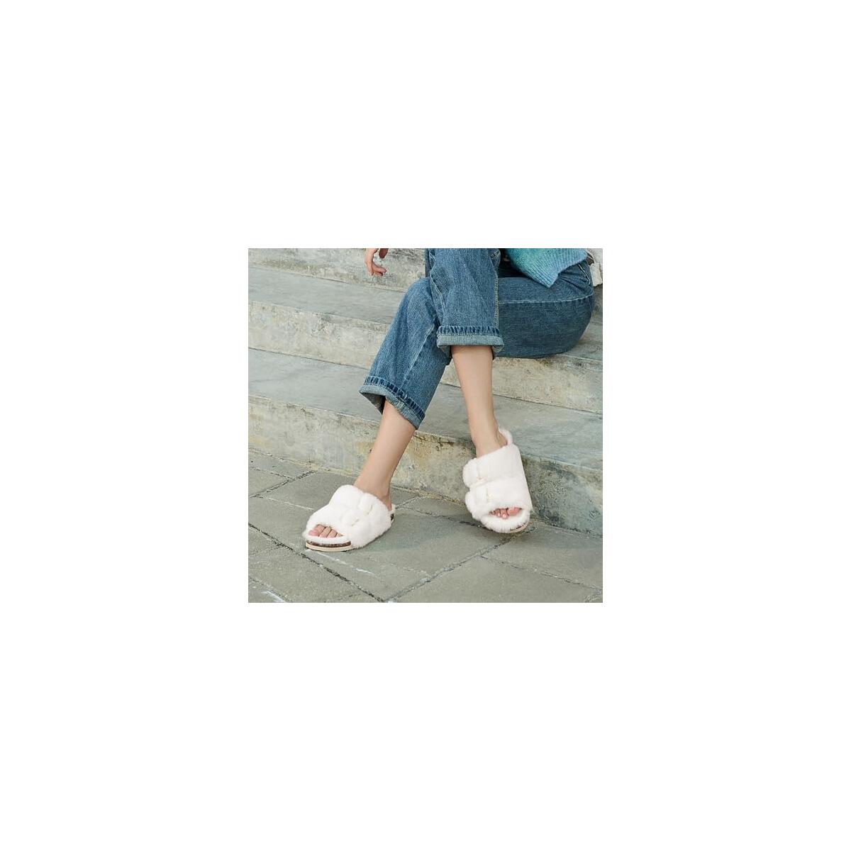Womens Fuzzy Slippers Comfy Cork Deals - RebateKey