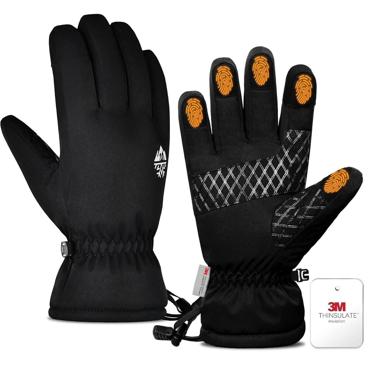 Pixel Panda Winter Waterproof Thermal Gloves for Men Women, 3M Thinsulate