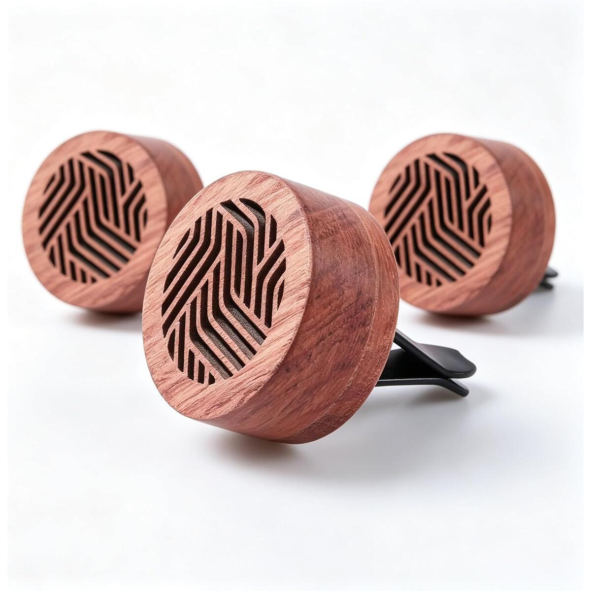 3-Pack Wooden Car Air Vent Diffuser Clip with Lava Rocks
