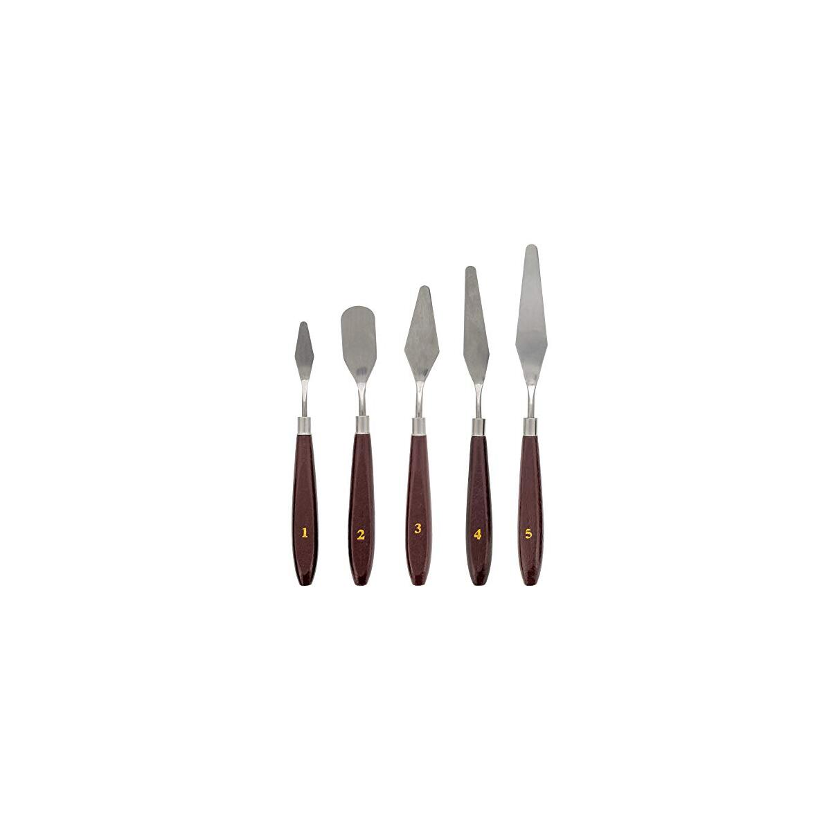 U.S. Art Supply 5-Piece Stainless Steel Palette Knife Set for Acrylic Painting - Paint Spatula Tools for Oil, Canvas Art - Painting Knives for Mixing, Texturing - Pallet Knives for Art & Cake