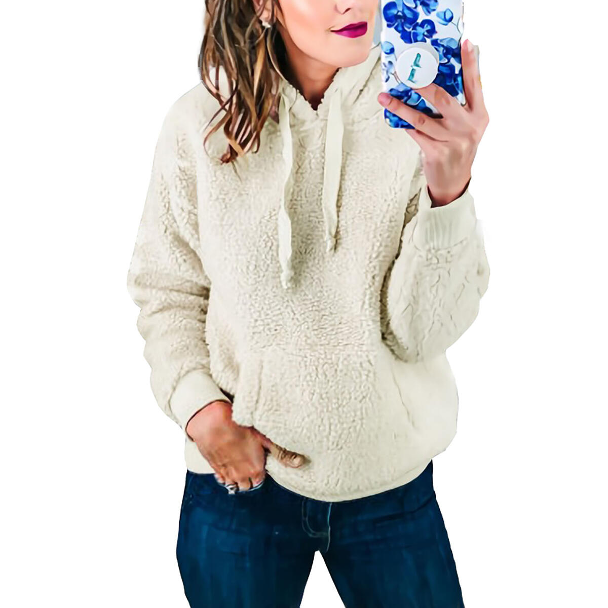 Women's Winter Fuzzy Fleece Coat Sherpa Teddy Bear Jacket Fluffy ...