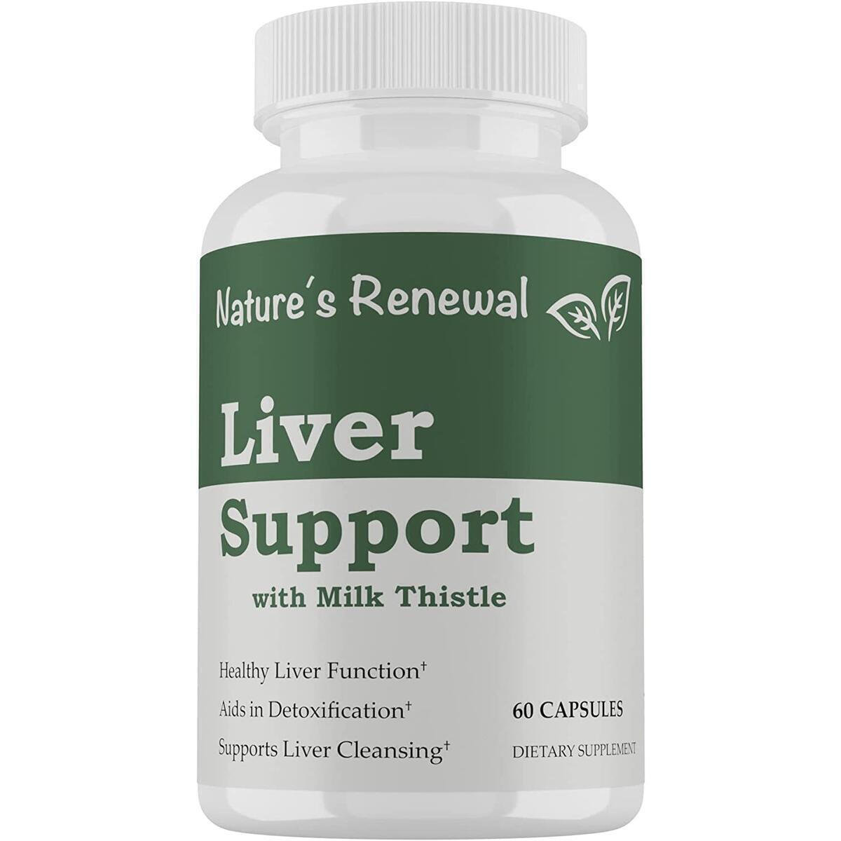 Nature's Renewal Liver Support Supplement - Repair Cleanse Detox Formula with Milk Thistle