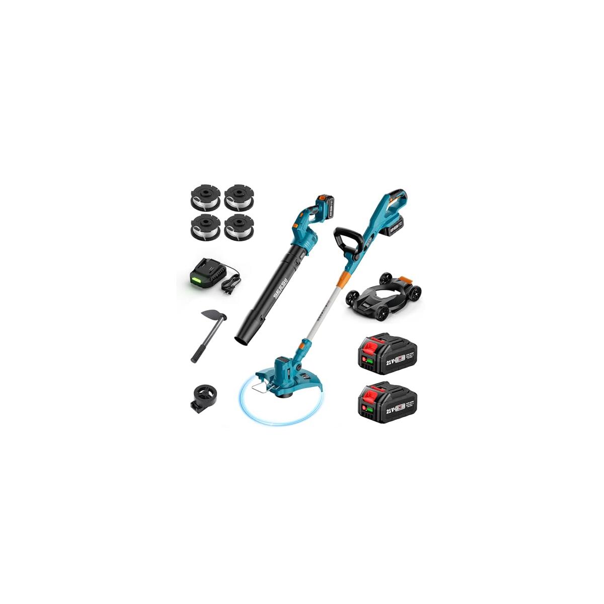 SEESII Electric String Trimmer and Leaf Blower Combo Kit, 3 in 1 Cordless Weed Wacker Grass Eater with 1.3