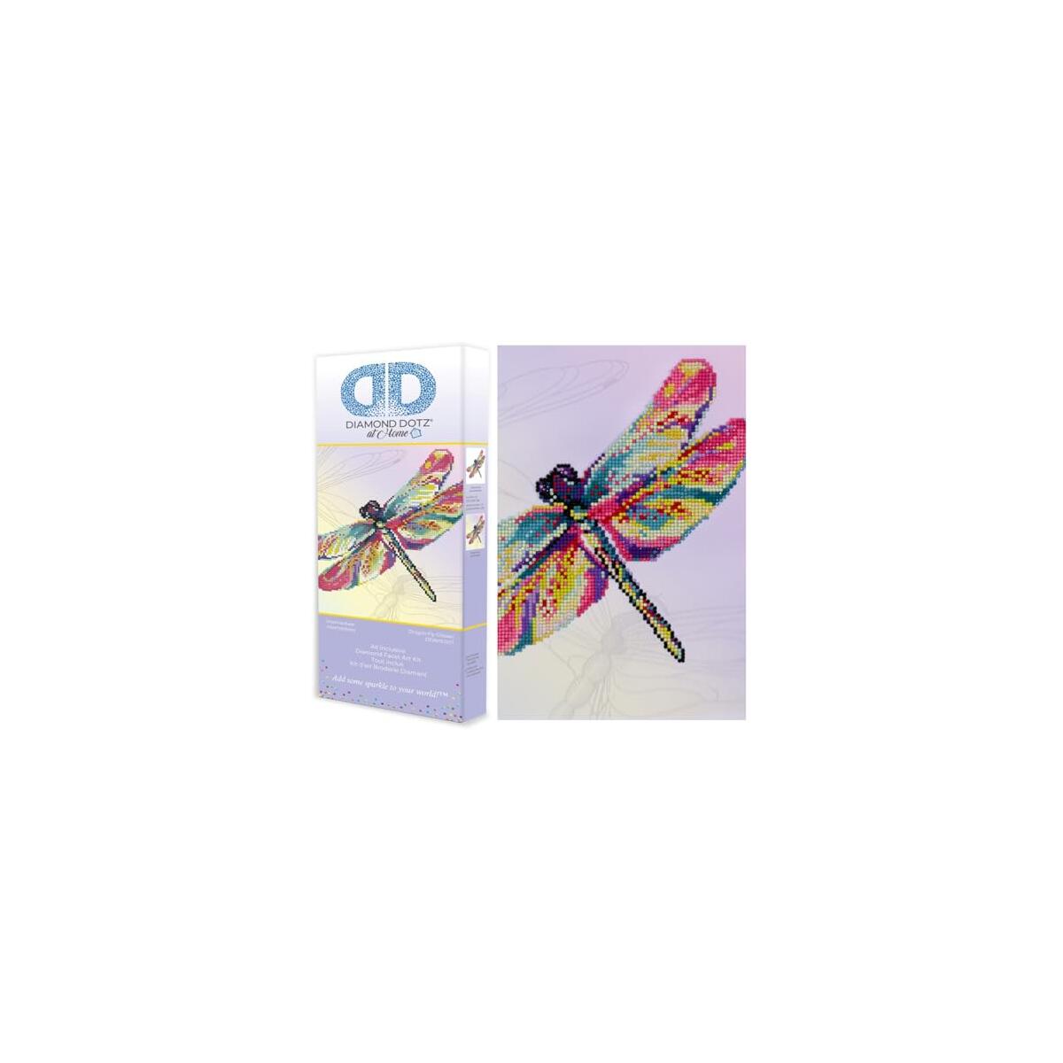 DIAMOND DOTZ at Home Dragon Fly Glissen Diamond Painting Kits for Adults - Diamond Art Kits a Relaxing Creative Craft Kit with Dotz Gems 15x15