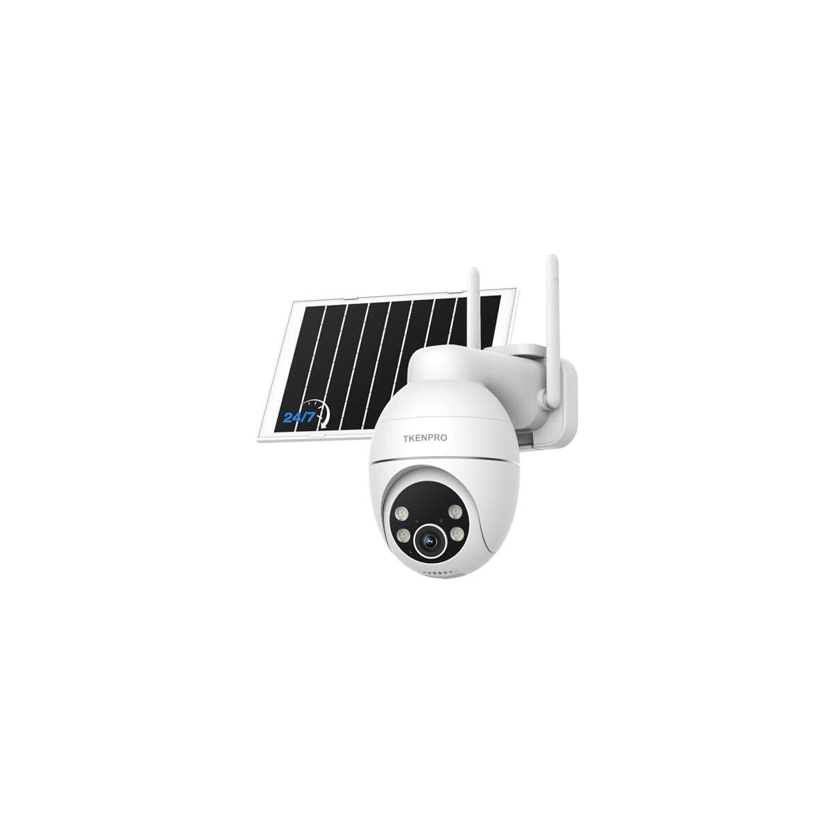 PRIME DAY DEAL! TKENPRO Solar Security Cameras Wireless Outdoor, 2.4GHz Wi-Fi, 24/7 Continuous Recording, Human Auto Tracking, Outdoor Camera Wireless with 2K Color Night Vision, 360&deg; Panoramic View