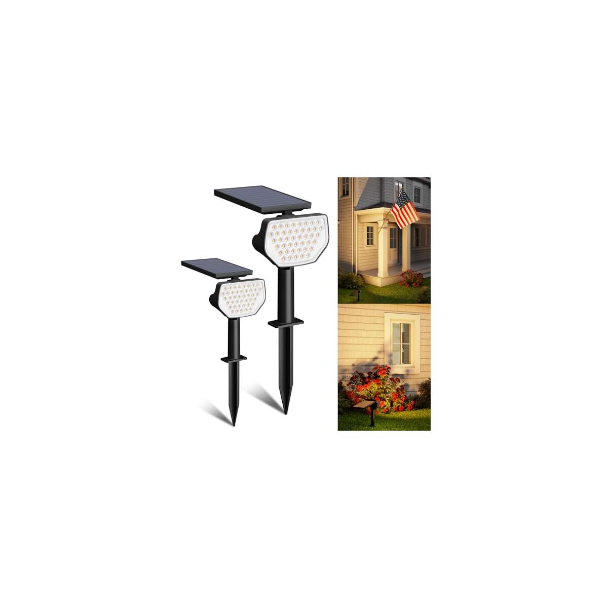 Lepro Halloween Outdoor Solar Spot Lights Outdoor IP65 Waterproof for Flag Garden Landscape Backyard Holiday Christmas Decorations, 2 Pack (Warm White)