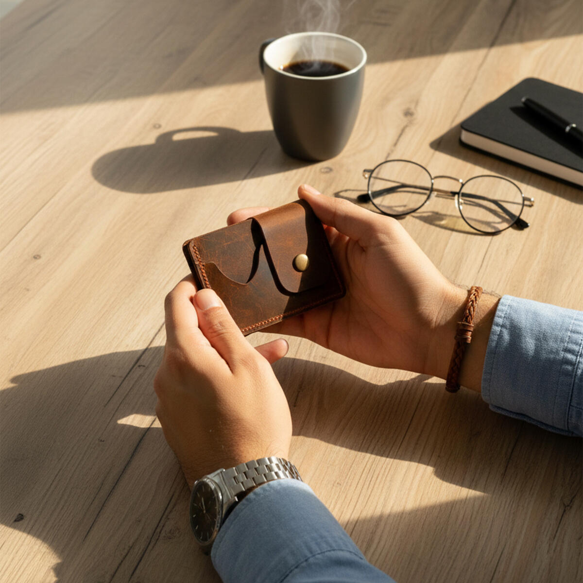 Slim Leather Card Holder, Handmade Minimal Wallet, Timeless Style, Gift for Him