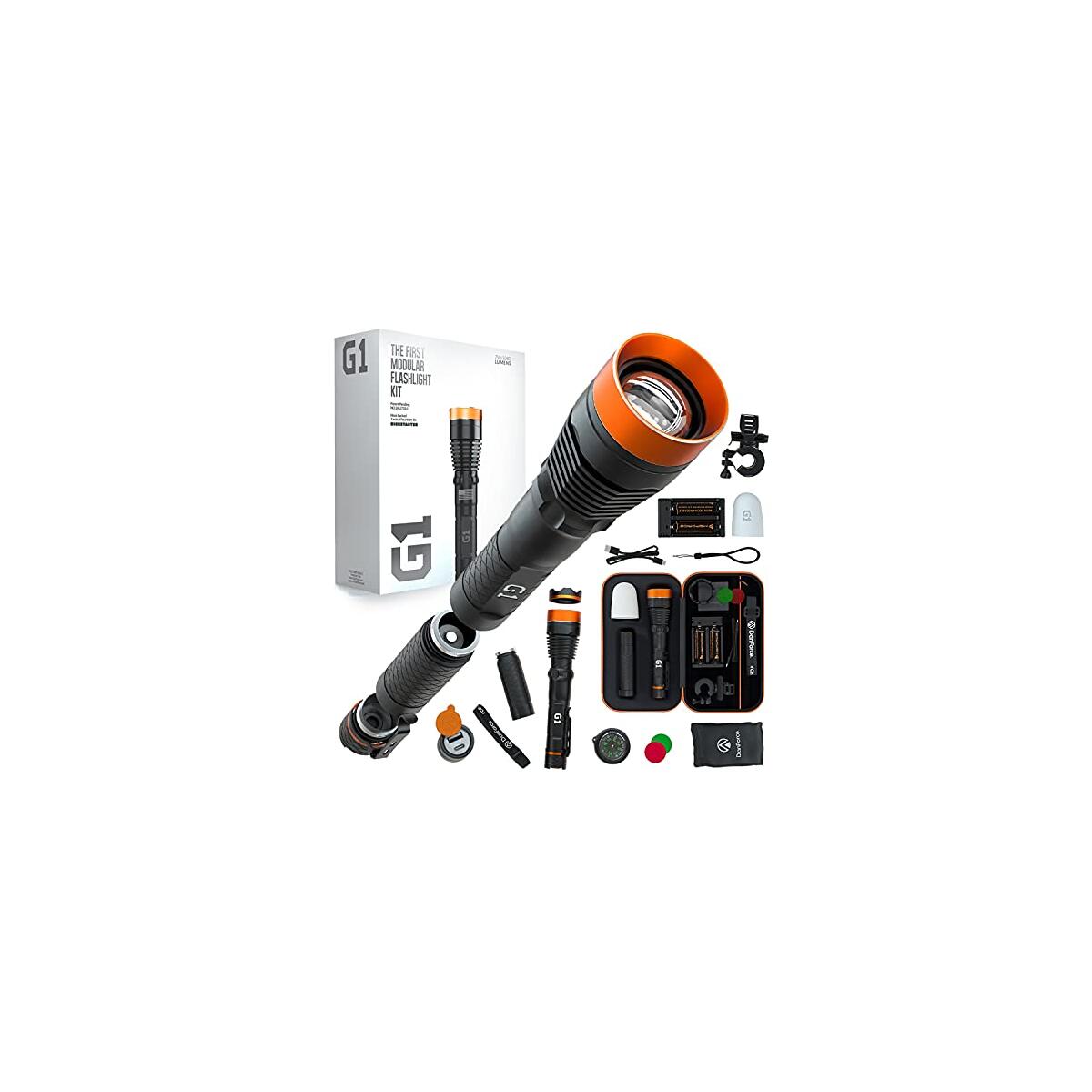 DanForce Rechargeable LED Flashlight - Worldwide Patent, Gift Idea for Him or Her, Tactical FlashLight, World's First Modular Flashlight, High-Power 1080 Lumens, (G1)