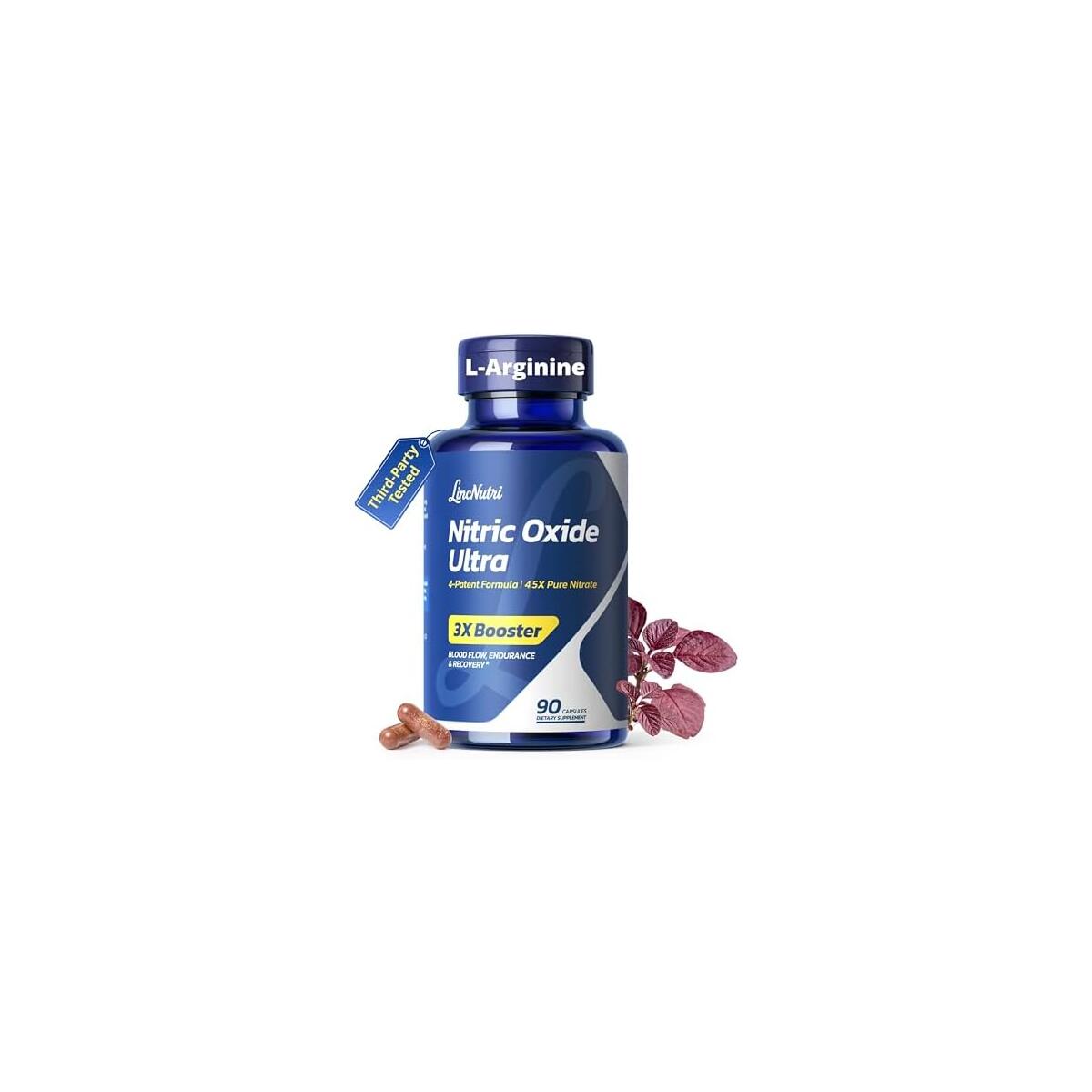 Nitric Oxide Supplements for Men, Nitric 1550mg L-Arginine HCl Nitric Oxide Booster for Men &mdash; L-Citrulline, ViNitrox & Oxystorm 3-Pathway Complex with BioPerine, 90 Capsules