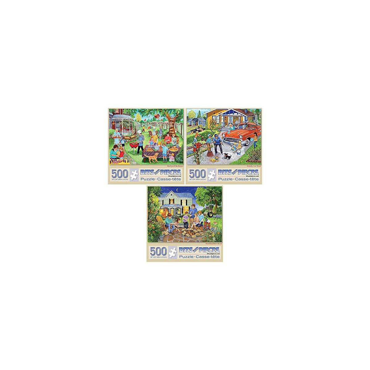 Bits and Pieces &ndash; Value Set of Three Large 500 Piece Jigsaw Puzzles for Adults &ndash; Jigsaw Puzzles Designed by Artist Sandy Rusinko, Completed Puzzle Size: 18" x 24"
