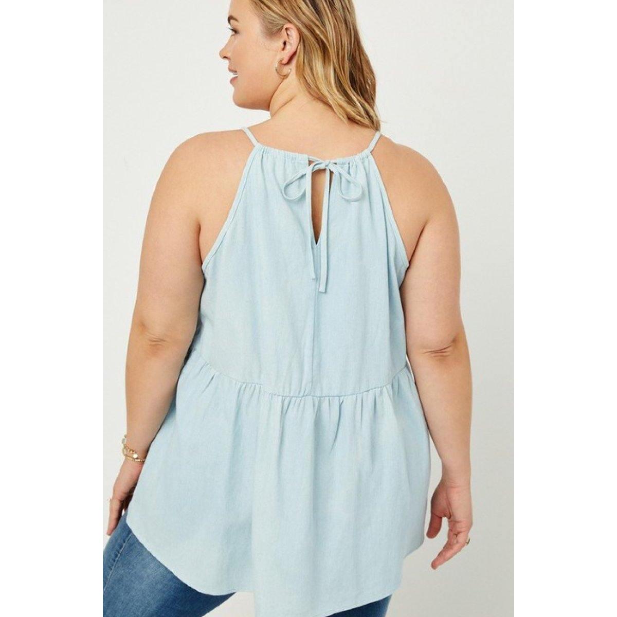 Plus Chambray Ruffle Tank Deals - RebateKey