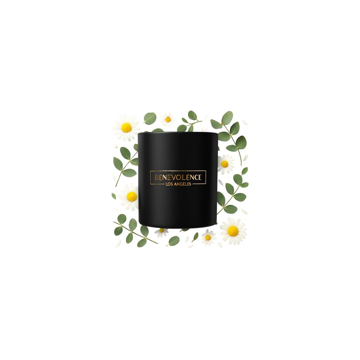 Benevolence LA Eucalyptus & Chamomile Christmas Scented Candles | Soy Candles, Black Candle for Home | Holiday Candle Gifts for Women and Men | Home Fragrance | Aromatherapy | 8oz, 45 Hour Burn