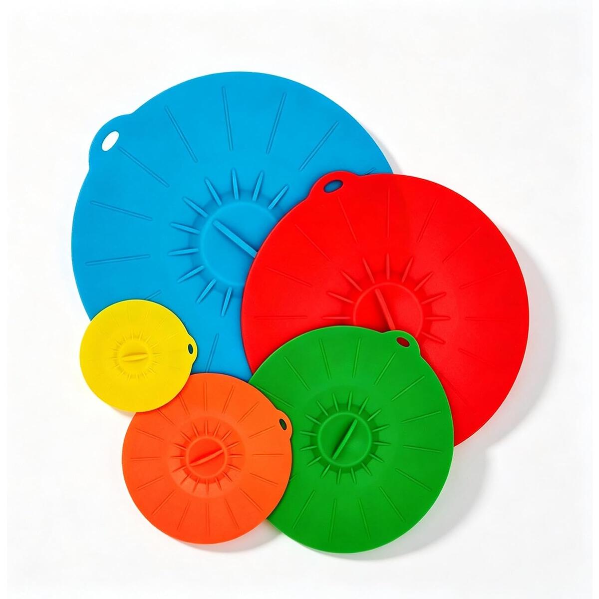 Reusable Silicone Food Lids, 5-Piece Multi-Size Set