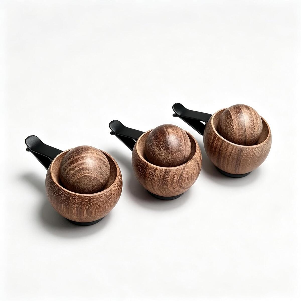 3 Pcs Walnut Wood Essential Oil Car Vent Diffuser