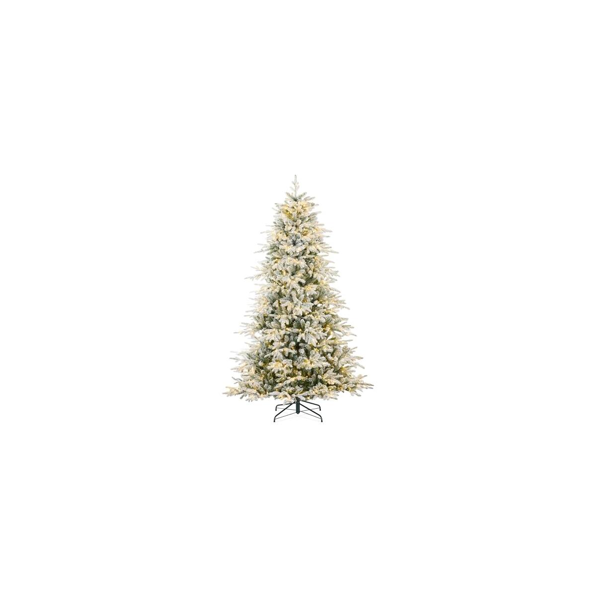 Best Choice Products Full Flocked Aspen Christmas Tree, 7.5ft Pre-lit Realistic Noble Fir w/ 700 Glowing LED Lights, 2-in-1 White & Multicolor
