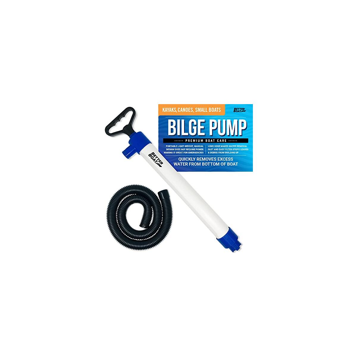Manual Bilge Pump for Boats, Kayak, Canoe, Hand Water Pump with Hose, Portable Handheld Siphon Bailer, 20 Gallons Per Minute Suction, Marine Grade