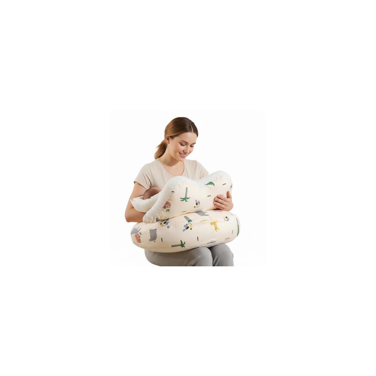 Nursing Pillow for Breastfeeding for More Support for Mom & Baby, Plus Size Bottle Feeding & Breastfeeding Pillow with Adjustable Waist Strap Removable Cover, New Mommy Essentials Nursing Supplies