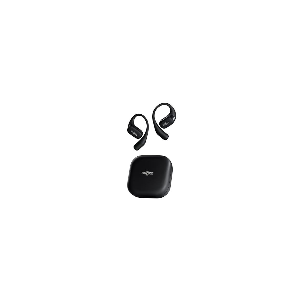 SHOKZ OpenFit-Open-Ear True Wireless Bluetooth Headphones with Microphone,Earbuds with Earhooks,Sweat Resistant,Fast Charging,28HRS Playtime,Compatible with iPhone&Android,Black,Bluetooth5.2