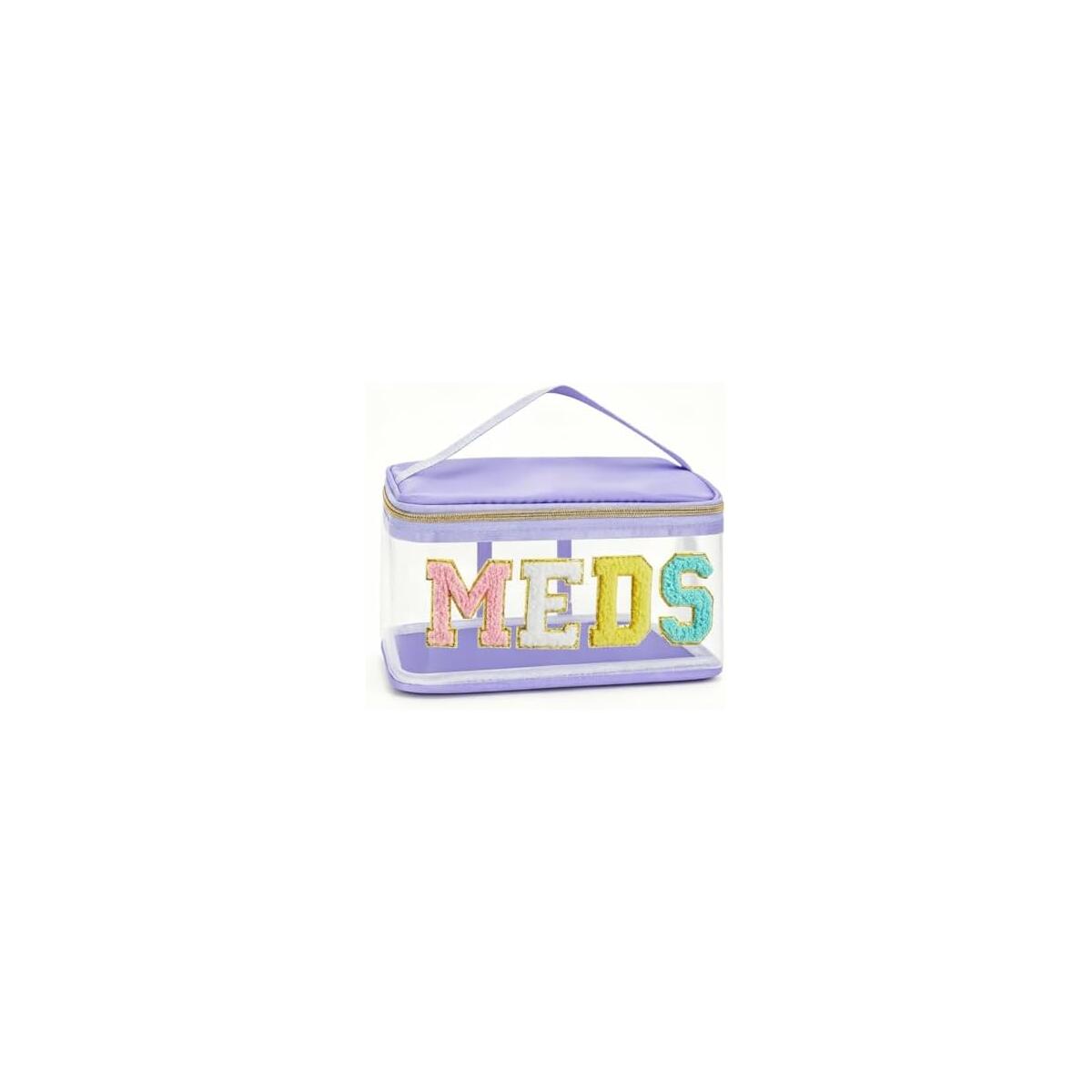 Medicine travel bag, Waterproof Nylon PVC, Embroidered Mesh Compartment, Anti-Splash Clean Surface, clear travel bags for toiletries, Portable Med Medicine Holder, For Women Daily.