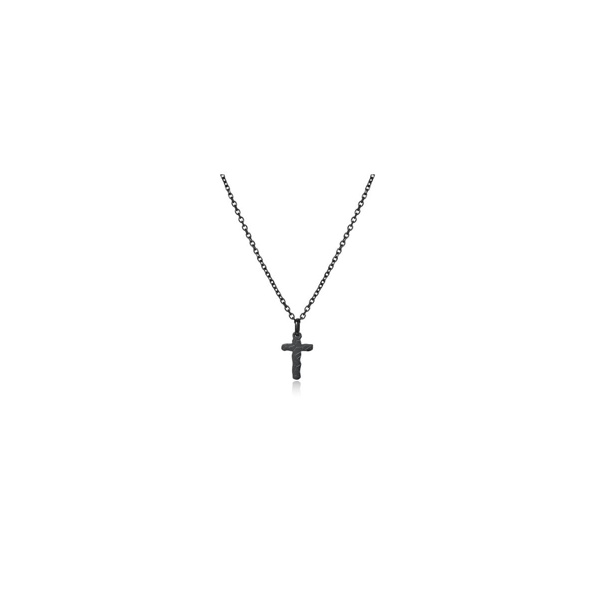 Cross Necklace for Men Women, Black Stainless Steel Durable Link Chain Crucifix Cross Pendant Necklaces
