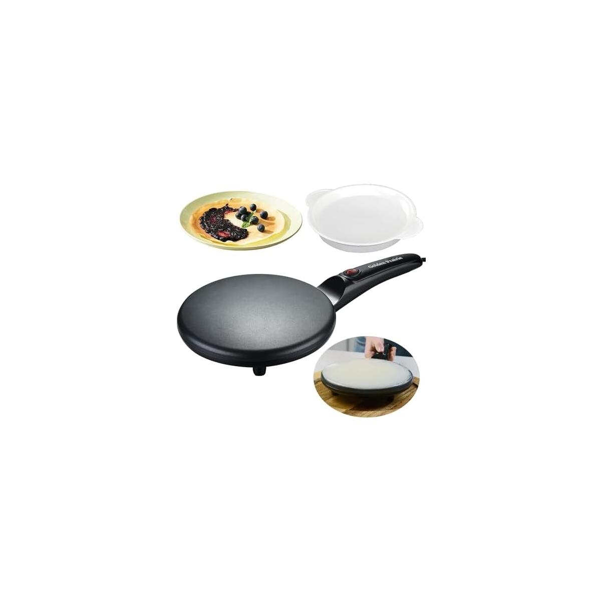 8" Electric Crepe Maker, Nonstick Crepe Pan with Long Handle, Auto Temperature Control