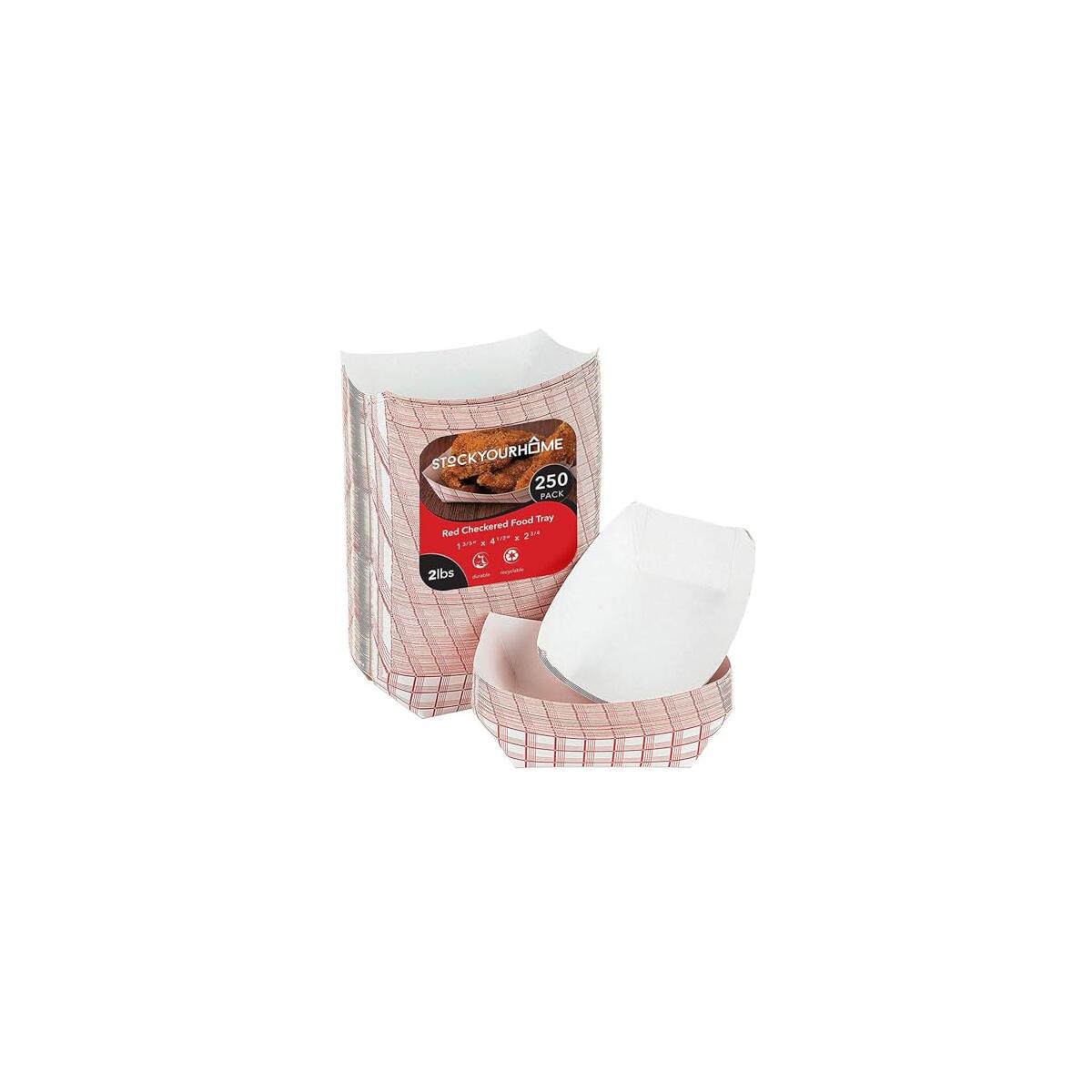 Stock Your Home Medium Paper Food Boats, 250 Pack, Red & White Checkered, 2 Lb Capacity, 4.5 x 2.75 x 1.75 in