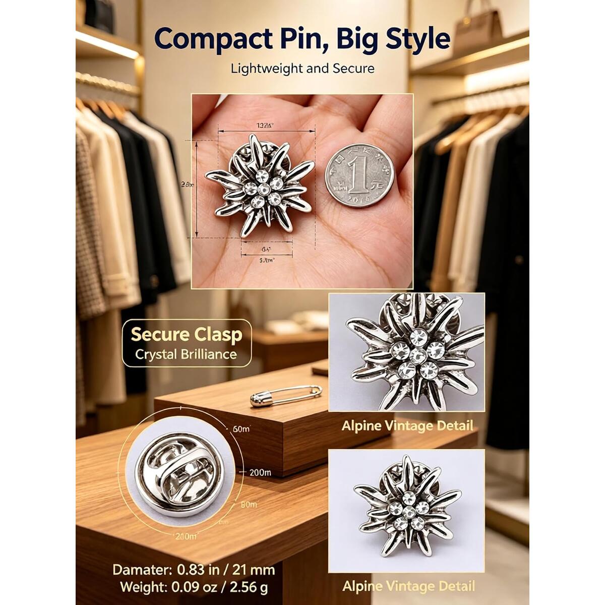 Edelweiss Brooch Antique Deal - RebateKey