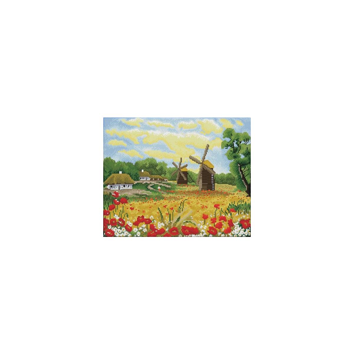 DIAMOND DOTZ Windmill Days Landscape Diamond Painting Kits for Adults - Diamond Art Kits a Relaxing Creative Craft Kit with Dotz Gems 16.5"x20.5"