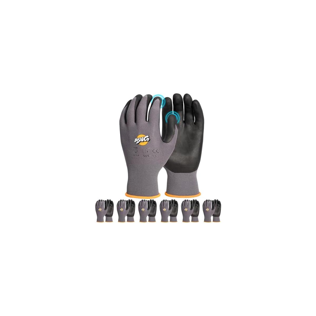 Safety Work Gloves 6/12 Pairs Micro Foam Nitrile Coated Endurance Seamless Knit Nylon ，Wear-resistant mechanical gloves