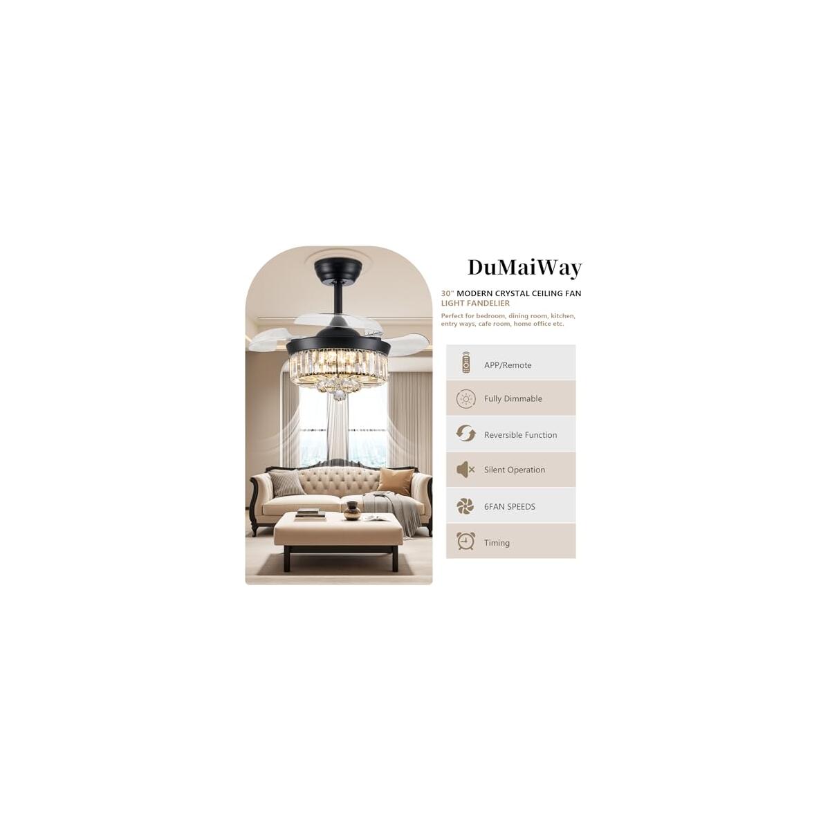 Dumaiway Chandelier Ceiling Fan Deal - RebateKey